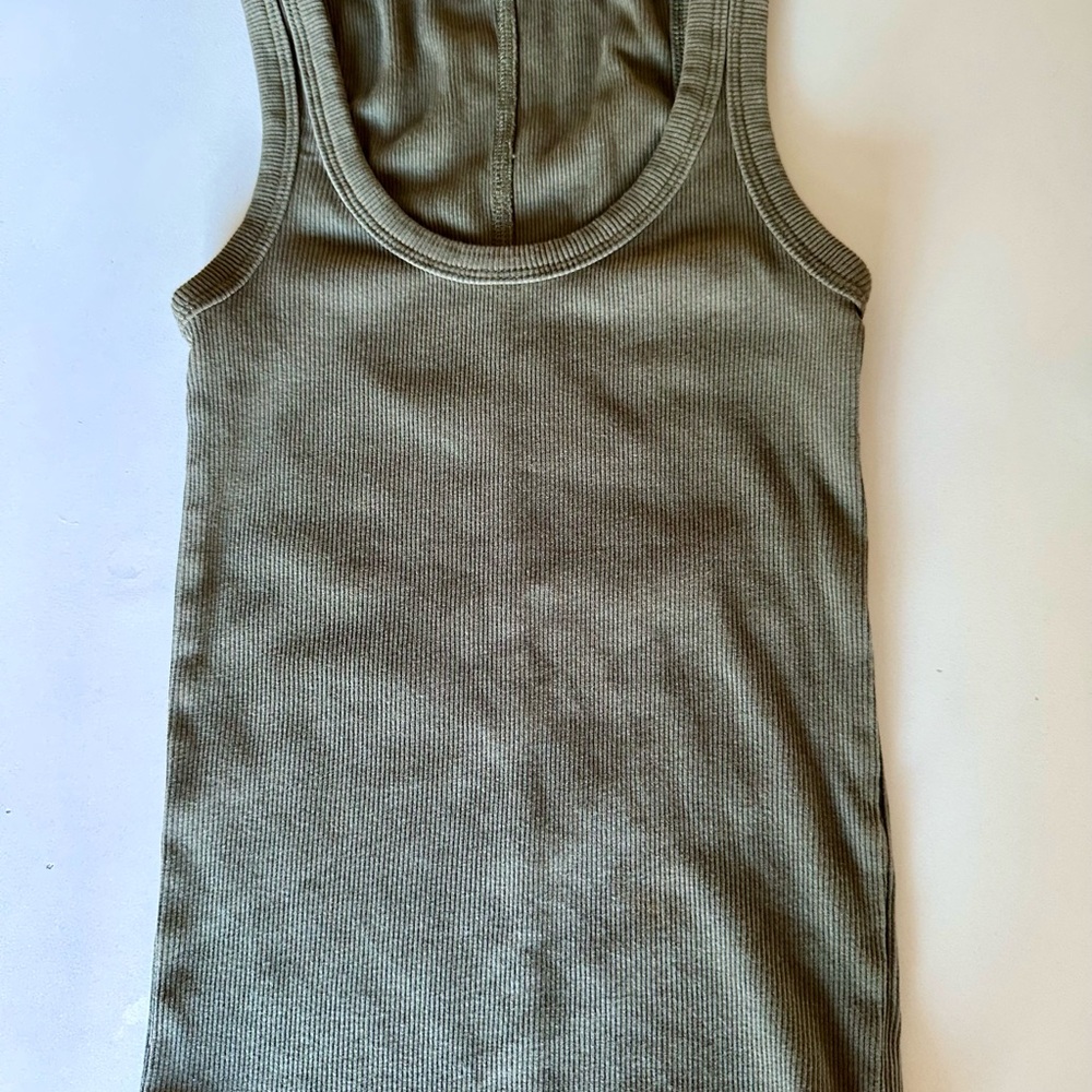 Zara Khaki Ribbed Sleeveless Top